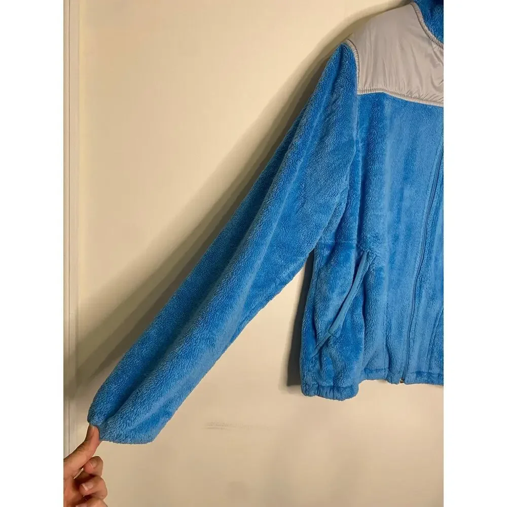 North Face‎ Womens Osito Full Zip Fleece Jacket Turquoise Blue Hooded Hiking L
